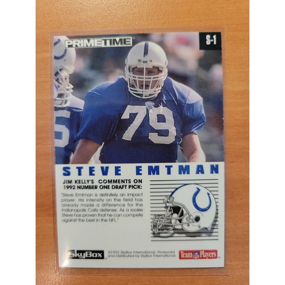 1992 Skybox Primetime #S-1 Steve Emtman - Rookie - Horse Power - Freshly Opened - Picture 2 of 2